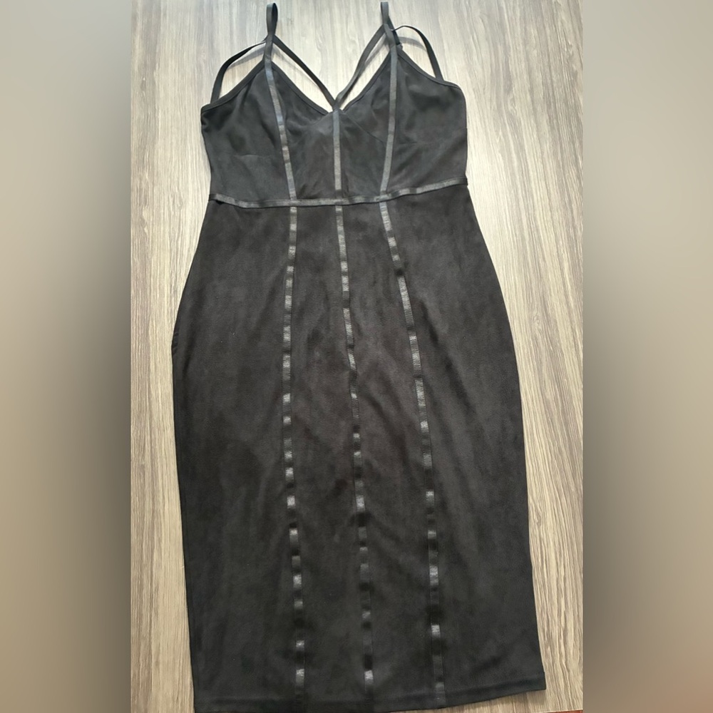 Fashion Nova Suede Black Dress NWT